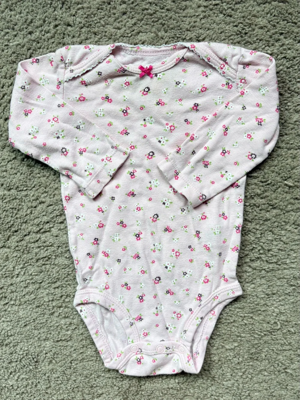 Carter's Pink Floral Long-Sleeve Bodysuit with Bow
